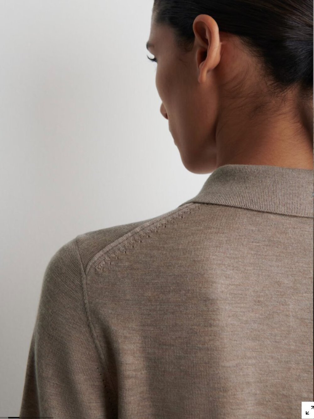 COS SHRUNKEN WOOL-BLEND POLO SHIRT BEIGE MÉLANGE M - Picture 4 of 7